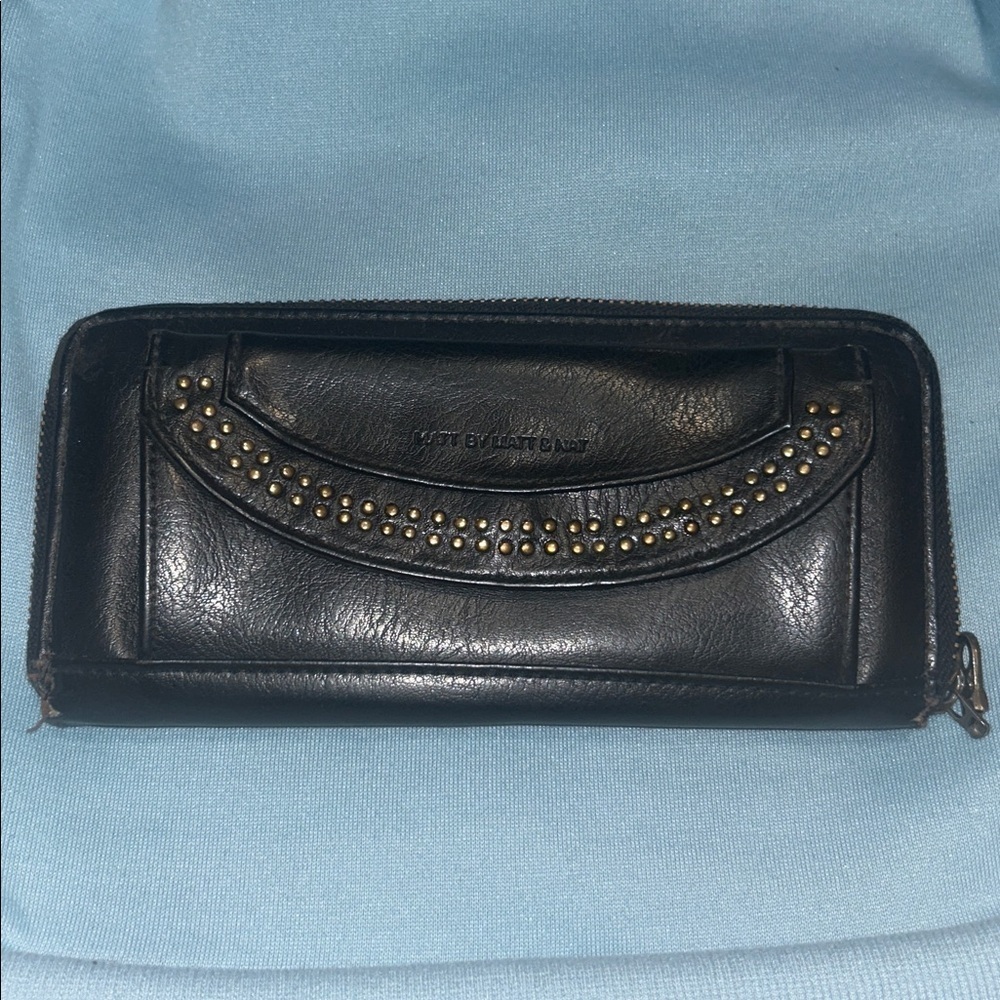 Matt & Nat Vintage Black vegan Leather Wallet with Gold Studs